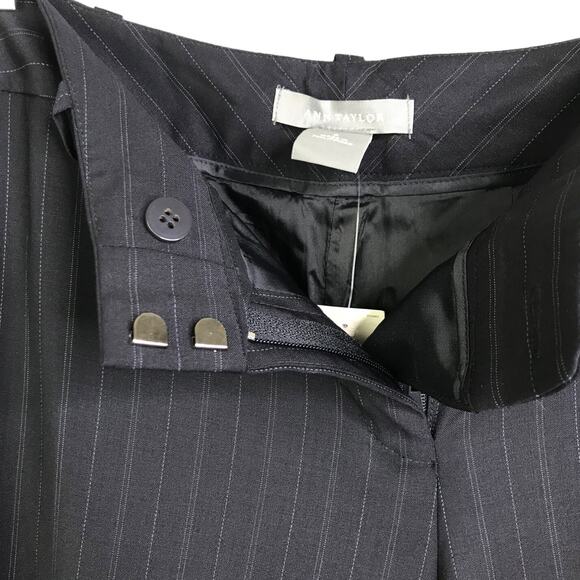 Ann Taylor‎ Pants Womens 0 Dark Blue Margo Pinstripe  Wool Work Slacks NWT $128 - Picture 3 of 11